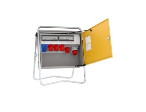 Rozdzielnica budowlana elBOX-M W63-004006 IP44 wtyk CEE 63A-5P gn: 6xGK 230V 16A 4xCEE 32A 1xRCCB 6kA 77451012