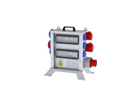 Rozdzielnica budowlana elTOWER-S W63-002206 IP44 wtyk CEE 63A gn: 6xGK 230V 16A 2xCEE 16A 2xCEE 32A 1xRCCB 6kA, 53406012