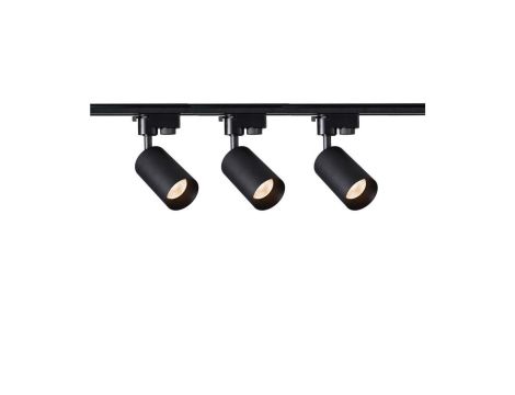 Szynoprzewód 2m czarny + 3x Lampa MALGA T Black + Końcówka zasilająca czarna + Zaślepka czarna