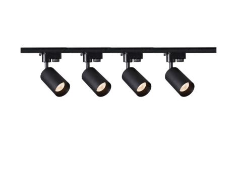 Szynoprzewód 2m czarny + 4x Lampa MALGA T Black + Końcówka zasilająca czarna + Zaślepka czarna EDO