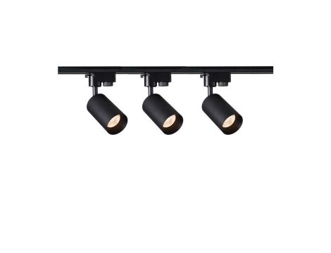 Szynoprzewód 1m czarny + 3x Lampa MALGA T Black + Końcówka zasilająca czarna + Zaślepka czarna