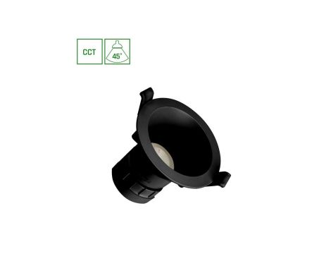 FIALE CORE COMPLETE DOWNLIGHT 7W CCT 230V 45ST IP20 UGR19 FI90X85MM CZARNY OKRĄGŁA