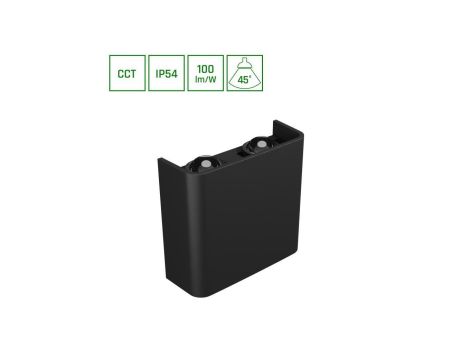 LUNARIX 2 KINKIET 4W CCT 230V IP54 RA90 110X100X40MM CZARNY, ŚWIECI GÓRA/DÓŁ