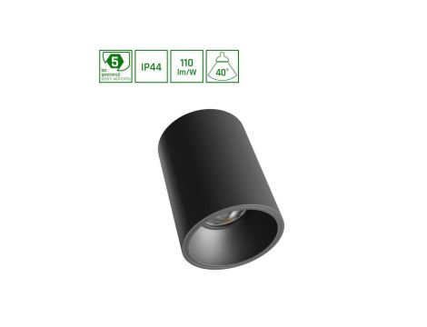 ORBITO NATYNKOWA 10W WW 230V 40ST IP44 UGR19 RA90 FI75X100MM CZARNY OKRĄGŁA 5 LAT