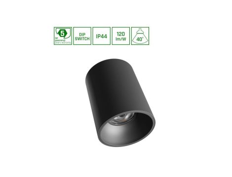 ORBITO NATYNKOWA 14-27W NW 230V 40ST IP44 UGR19 RA90 FI115X152MM CZARNY OKRĄGŁA 5 LAT