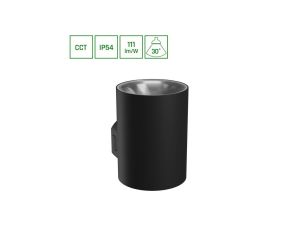 TORRE 9W CCT 230V IP54 99x78x114MM CZARNY OKRĄGŁA ELEWACYJNA JEDNOKIERUNKOWE