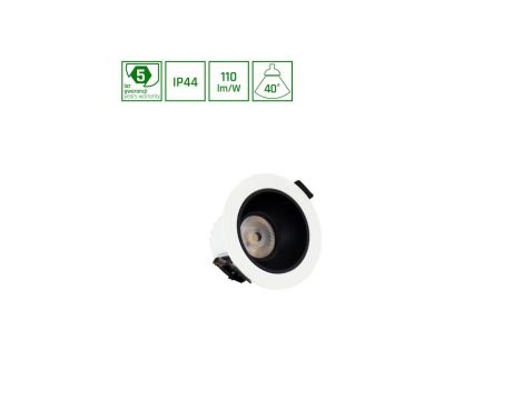 ORBITO DOWNLIGHT 10W WW 230V 40st IP44 Ra90 UGR19 97X65MM BIAŁY/CZARNY MAT okrągła 5 lat gw