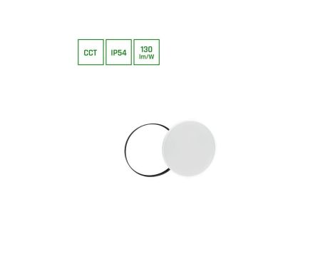 NYMPHEA BLACK i WHITE RINGS 18W CCT 230V 115st IP54 FI250x52 BIAŁY/CZARNY OKRĄGŁA