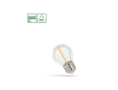 LED KULKA E-27 230V 1W COG 1800K CLEAR SPECTRUM