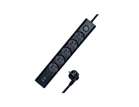 Listwa zasilająca MORRE M408 - 5 gniazd, 2xUSB-C 15W, 2xUSB-A 12W 1,5m