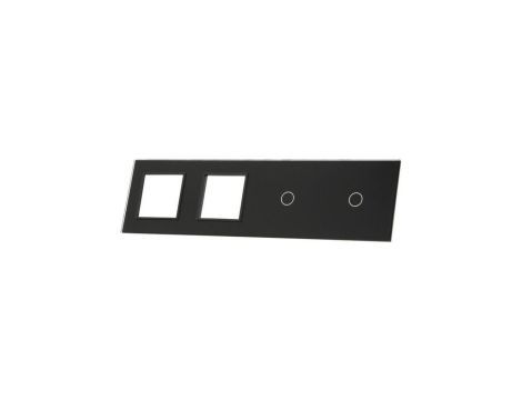 Livolo CZARNY PANEL SZKLANY 1+1 + PODWÓJNE MIEJSCE NA GNIAZDO 7011GG-62