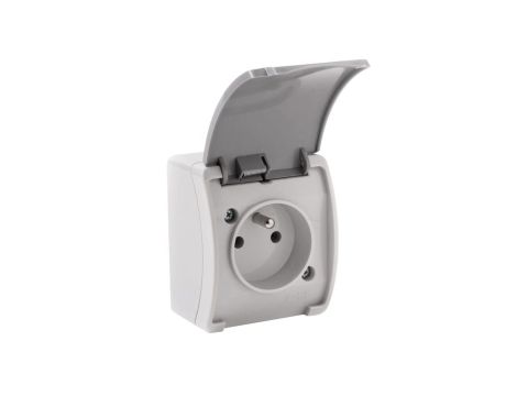 VG-1 Koala Gniazdo Pojedyncze Hermetyczne Natynkowe z Klapką Z uziemieniem (2P+Z) Bolcem Popiel Grafit