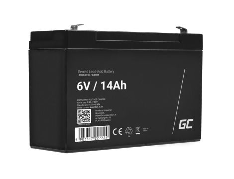 Green Cell AGM VRLA 6V 14Ah bezobsługowy akumulator do systemu alarmowego, kasy fiskalnej, zabawki