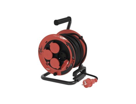 Przedłużacz zwijany ogrodowy 25 m / 4 gniazda / guma / 230 V / 1,0 mm2 / IP44 H05RR-F3G