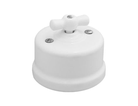 Łącznik schodowy obrotowy natynkowy Retro ceramic 10A-250V~, biały