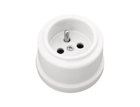 Gniazdo pojedyncze natynkowe 2P+Z Retro ceramic 16A-250V~, białe