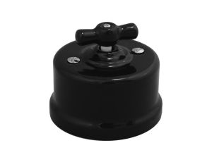 Łącznik schodowy obrotowy natynkowy Retro ceramic 10A-250V~, czarny