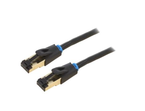 Patch cord S/FTP Cat 8 OFC PVC czarny 5m Pokrycie: złocony IKABJ