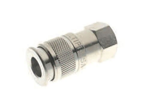 Szybkozłącze powietrza RS PRO G 1/4 żeńskie rodzaj Żeński Gwintowany Mosiądz niklowany 1/4in