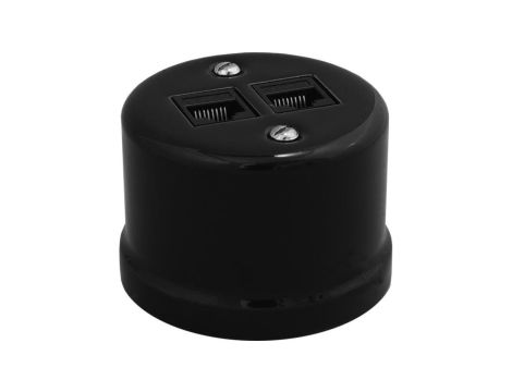Gniazdo LAN natynkowe 2xRJ45 kat.5e Retro ceramic, czarne