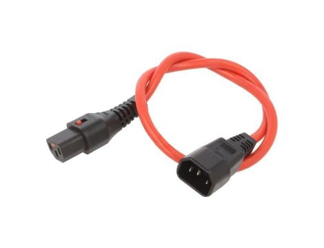 SCHAFFNER-820074 Kabel IEC C13 żeński, IEC C14 męski 0,5m z blokadą IEC LOCK