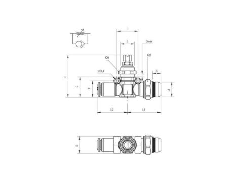 Zawór przepływowy, 1/8 cala, RS PRO, materiał: Mosiądz
