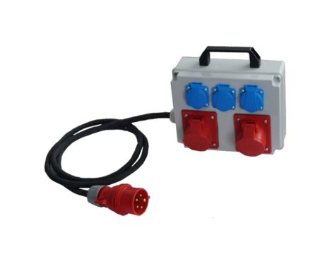 Rozdzielnica budowlana ESP16AW, przenośna, IP44, gniazda: 2x CEE 16A, 3x GS 230V