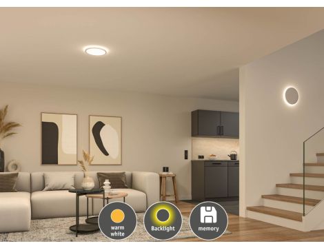 Plafoniera ATRIA SHINE LED Backlight 19W + 2W 2400lm/150lm okrągła 290mm 3000K IP20 230V biały / tworzywo sztuczne - 6