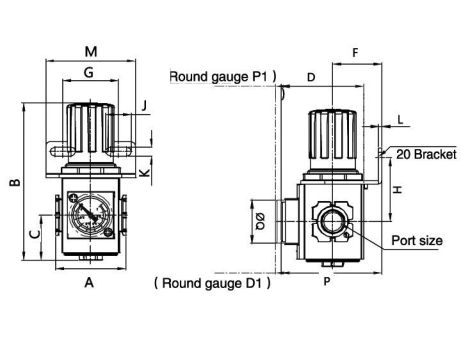 Reduktor ciśnienia powietrza G 1/8 GW do 10 bar, regulacja 1,5-9 bar
