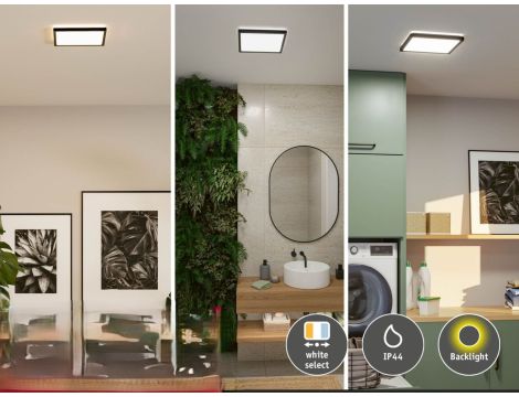 Plafoniera ATRIA SHINE LED 15,7W ze zmienną barwą 3000/4000/6500K + światło odbite kwadrat 298x298mm/35mm 2100 lm 230V IP44 Klasa energ. B czarny / tworzywo sztuczne - 5