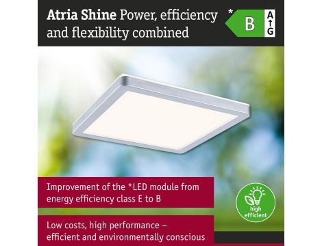 Plafoniera ATRIA SHINE LED 8W ze zmienną barwą 3000/4000/6500K + światło odbite kwadrat 190x190mm/35mm 1160 lm 230V IP44 Klasa energ. B chrom mat / tworzywo sztuczne - 10