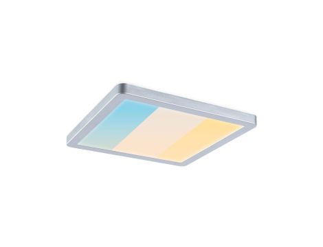 Plafoniera ATRIA SHINE LED 8W ze zmienną barwą 3000/4000/6500K + światło odbite kwadrat 190x190mm/35mm 1160 lm 230V IP44 Klasa energ. B chrom mat / tworzywo sztuczne