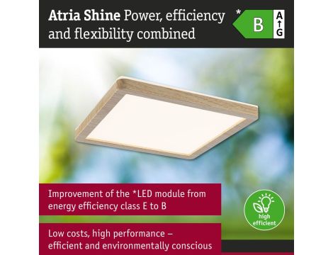 Plafoniera ATRIA SHINE LED 8W ze zmienną barwą 3000/4000/6500K + światło odbite kwadrat 190x190mm/35mm 1160 lm 230V IP44 Klasa energ. B wzór drewna / tworzywo sztuczne - 12