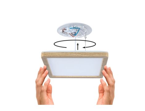 Plafoniera ATRIA SHINE LED 8W ze zmienną barwą 3000/4000/6500K + światło odbite kwadrat 190x190mm/35mm 1160 lm 230V IP44 Klasa energ. B wzór drewna / tworzywo sztuczne - 6