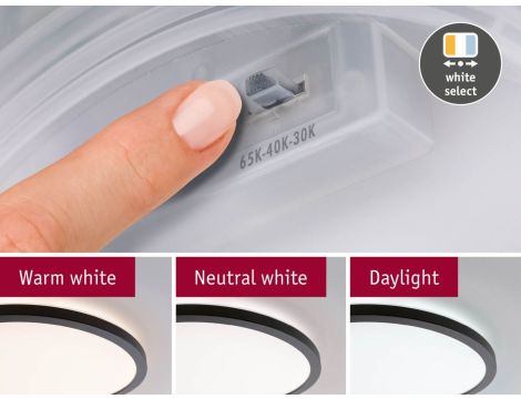 Plafoniera ATRIA SHINE LED 7,6W ze zmienną barwą 3000/4000/6500K + światło odbite okrągła 190mm/35mm 1000 lm 230V IP44 Klasa energ. B czarny / tworzywo sztuczne - 12