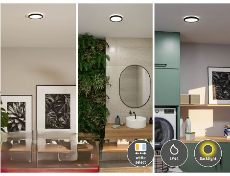 Plafoniera ATRIA SHINE LED 7,6W ze zmienną barwą 3000/4000/6500K + światło odbite okrągła 190mm/35mm 1000 lm 230V IP44 Klasa energ. B czarny / tworzywo sztuczne - 14