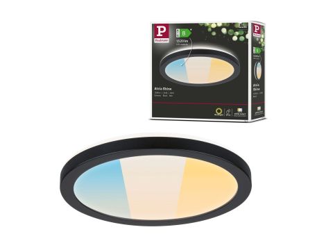 Plafoniera ATRIA SHINE LED 7,6W ze zmienną barwą 3000/4000/6500K + światło odbite okrągła 190mm/35mm 1000 lm 230V IP44 Klasa energ. B czarny / tworzywo sztuczne - 16