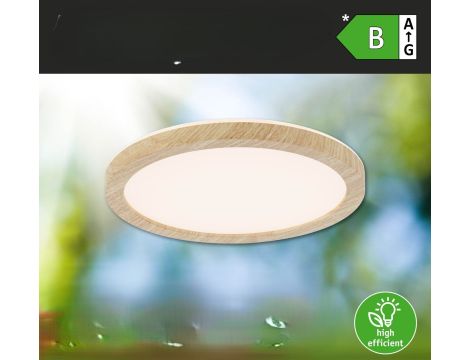 Plafoniera ATRIA SHINE LED 7,6W ze zmienną barwą 3000/4000/6500K + światło odbite okrągła 190mm/35mm 1000 lm 230V IP44 Klasa energ. B wzór drewna / tworzywo sztuczne - 13