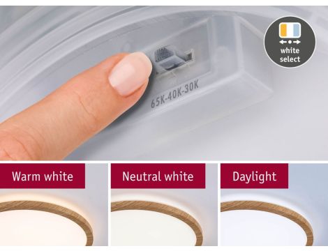 Plafoniera ATRIA SHINE LED 7,6W ze zmienną barwą 3000/4000/6500K + światło odbite okrągła 190mm/35mm 1000 lm 230V IP44 Klasa energ. B wzór drewna / tworzywo sztuczne - 11