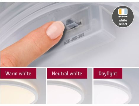 Plafoniera ATRIA SHINE LED 14,8W ze zmienną barwą 3000/4000/6500K + światło odbite okrągła 298mm/35mm 2250 lm 230V IP44 Klasa energ. B biały / tworzywo sztuczne - 5