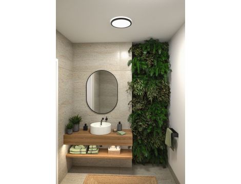 Plafoniera ATRIA SHINE LED 14,8W ze zmienną barwą 3000/4000/6500K + światło odbite okrągła 298mm/35mm 2250 lm 230V IP44 Klasa energ. B czarny / tworzywo sztuczne - 12