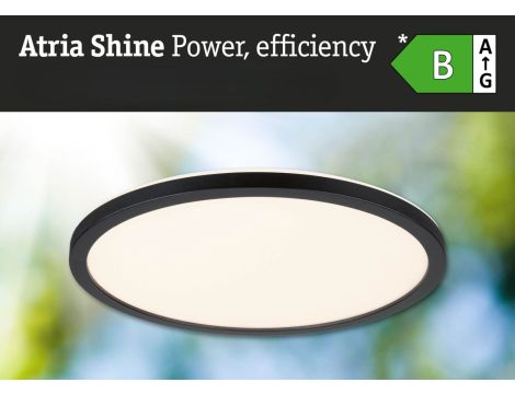 Plafoniera ATRIA SHINE LED 14,8W ze zmienną barwą 3000/4000/6500K + światło odbite okrągła 298mm/35mm 2250 lm 230V IP44 Klasa energ. B czarny / tworzywo sztuczne - 14