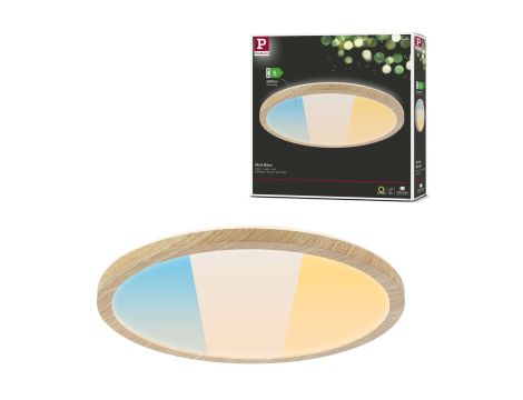 Plafoniera ATRIA SHINE LED 14,8W ze zmienną barwą 3000/4000/6500K + światło odbite okrągła 298mm/35mm 2250 lm 230V IP44 Klasa energ. B wzór drewna / tworzywo sztuczne - 16