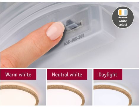 Plafoniera ATRIA SHINE LED 14,8W ze zmienną barwą 3000/4000/6500K + światło odbite okrągła 298mm/35mm 2250 lm 230V IP44 Klasa energ. B wzór drewna / tworzywo sztuczne - 5