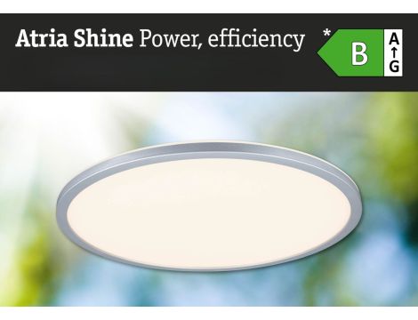 Plafoniera ATRIA SHINE LED 20,8W ze zmienną barwą 3000/4000/6500K + światło odbite okrągła 398mm/35mm 2800 lm 230V IP44 Klasa energ. B chrom mat / tworzywo sztuczne - 10