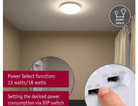 Plafoniera Leonis II LED 16,5W okrągła 280mm 1750lm Power DIP 13/18W White Select 3000/4000/5700K IP44 230V biały / tworzywo sztuczne - 5