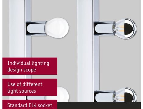 Oprawa ścienna REGULA II nad lustro E14 max. 3x40W DIM 230V IP 44 chrom / metal - 9