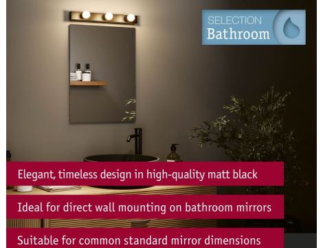 Oprawa ścienna REGULA II nad lustro E14 max. 3x40W DIM 230V IP 44 czarny / metal - 12