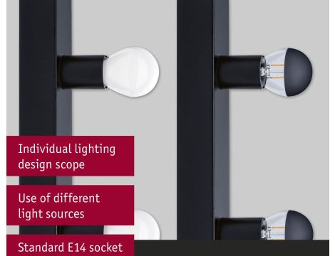 Oprawa ścienna REGULA II nad lustro E14 max. 3x40W DIM 230V IP 44 czarny / metal - 14