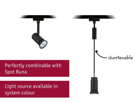 Oprawa zwieszana URail Runa max 1x10W GU10 DIM 230V czarny mat / metal - 7